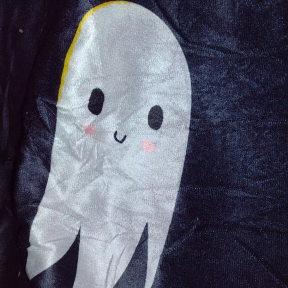 Cute Halloween Throw Blanket Ghost Pumpkin Moon Bats